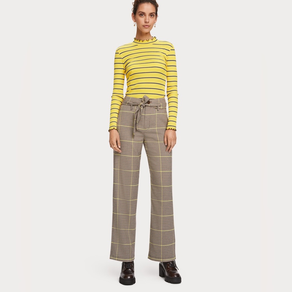 Scotch And Soda plaid Wide-Leg High-Rise Checked Pants Size S - Picture 2 of 16